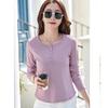 [JHIJSC] t-shirt ladies long sleeve spring cotton tight Plain color Fashionable cute large size (JP, alphabet, L, pink)