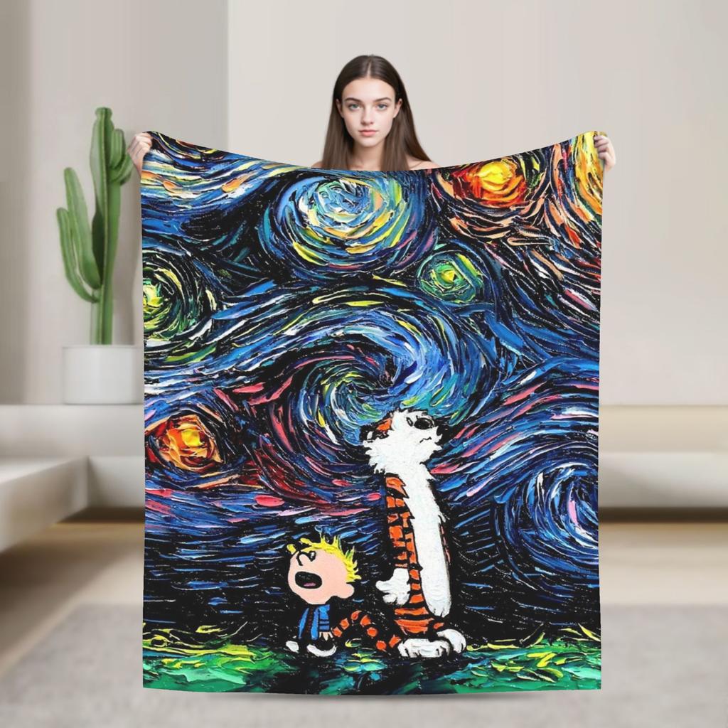 Airplane Travel Calvined and Hobbes Throw Blanket  Flannel Bedspread For Couch Chair Sofa Bed Novelty Sofa Bed Cover
