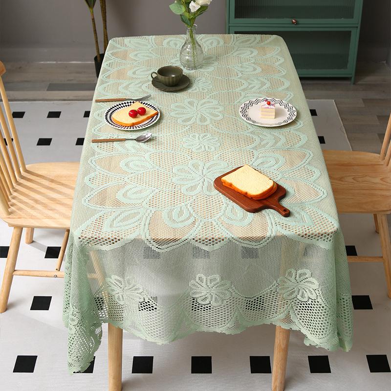 Элегантная кружевная скатерть прямоугольная, полиэстеровая французская романтическая трикотажная ткань, покрытие для стола, машинная ажурная конструкция, украшение для домашнего обеденного стола