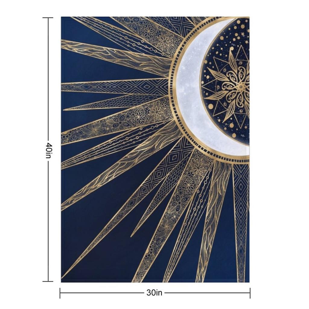 Синий Золотой Солнце Луна Мандала Дудлинг Арт Плед Одеяла Для Ребенка косплей аниме Зимние кровати Роскошные Одеяла