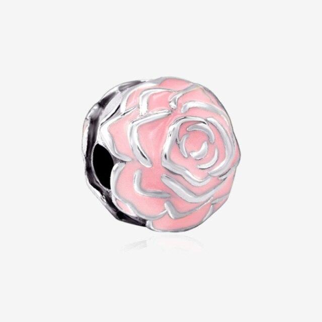 925 Sterling Silver Colorful Beads Transparent Shiny Row Clip Charm Fit Women Bracelet DIY Jewelry