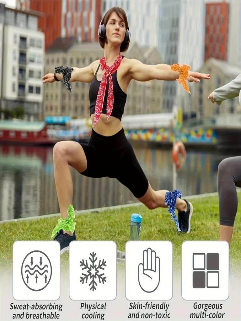 1-Pack Cooling Neck Scarf & Headband - Floral Paisley Pattern Scarf with Ice Water Soaking Feature Vibrant Designs Ideal for Hi