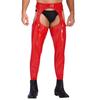 Mens High Waist Patent Leather Pants Cutout Design Nightclub Attire