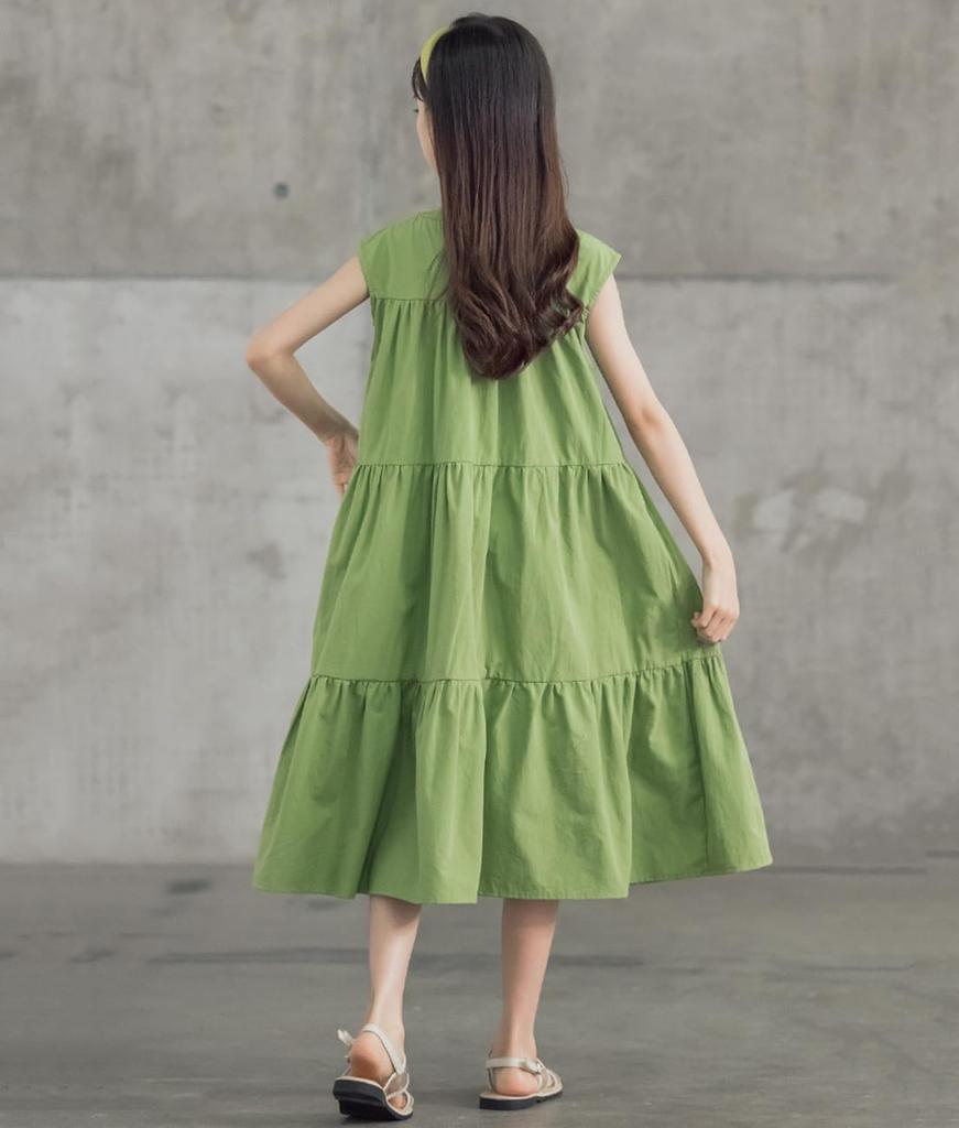 Юван Летнее Платье Макси без Рукавов с Многоярусным Летним Платьем для Начальной Школы Стильный Корейский Размер 130 Детское Платье, Платье, Юбка для Девочек,