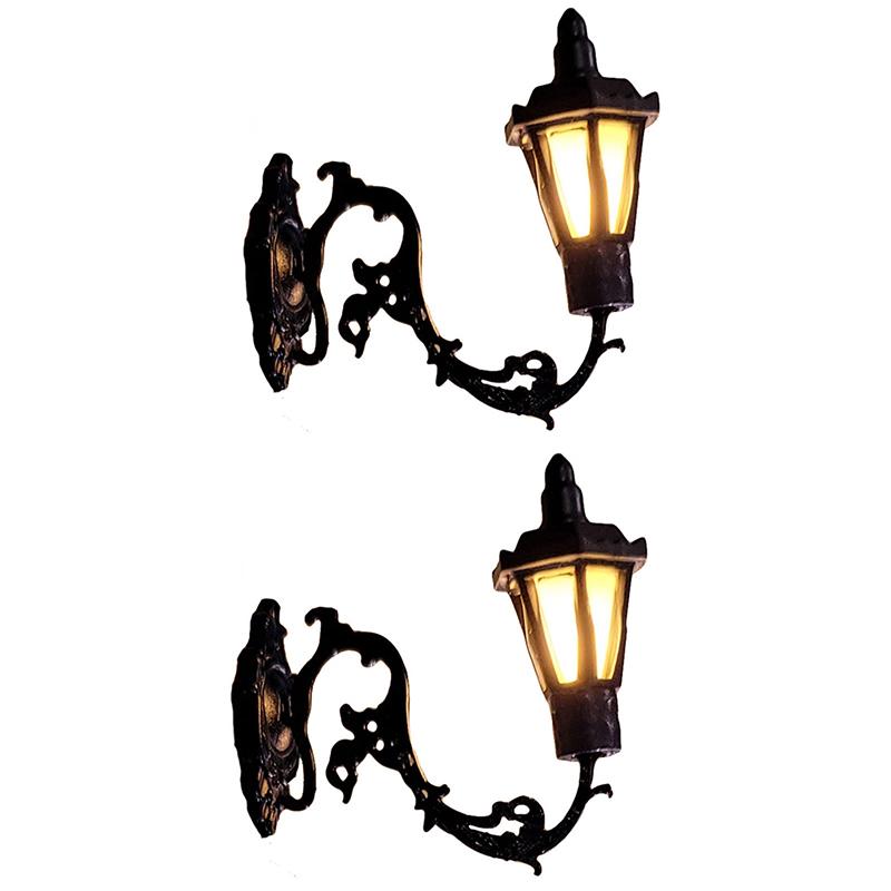 2Pcs 1/12 Dollhouse Wall Lamp Model Garden Yard Chandelier Sand Table Led Light
