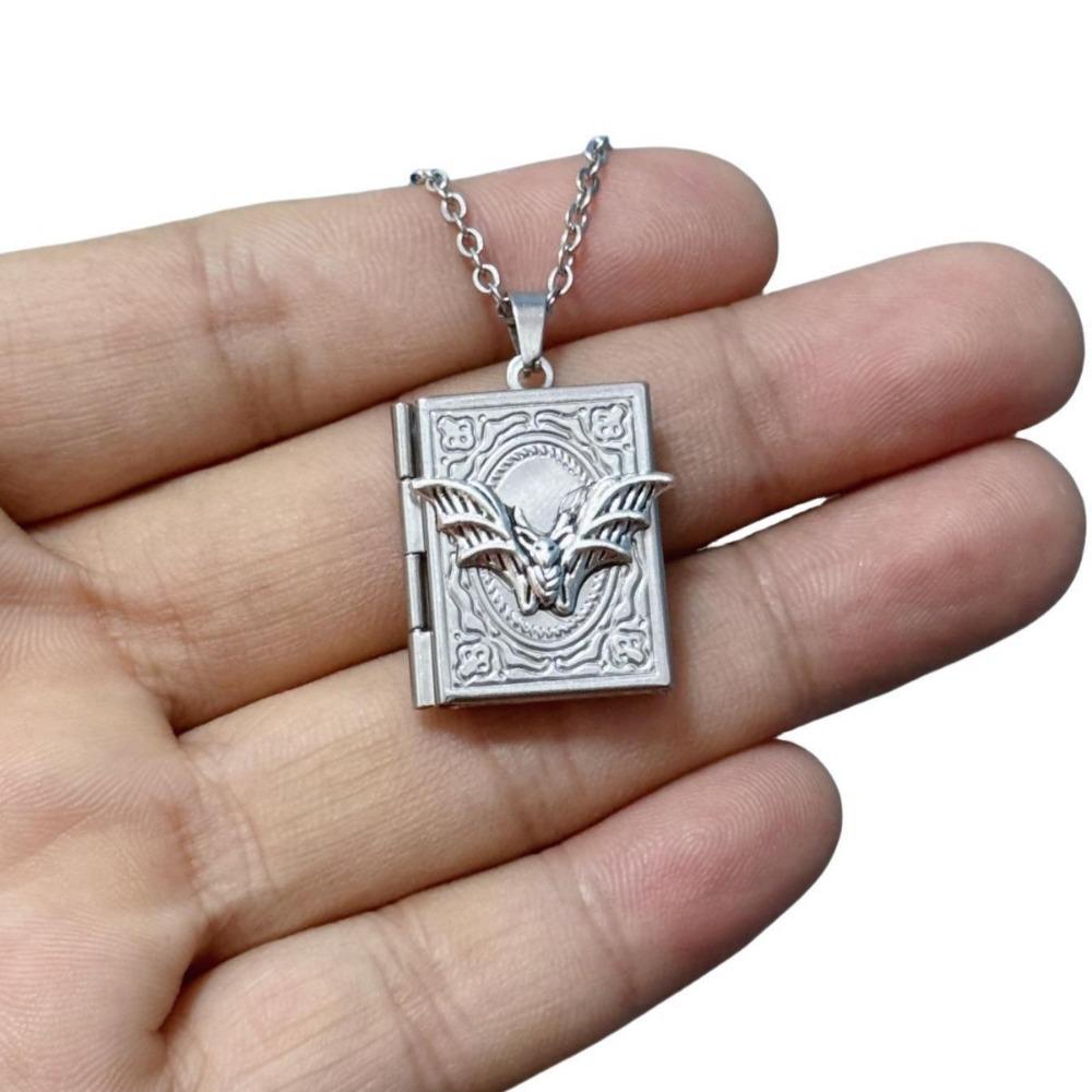 Ретро Готическая Кроваво-красная Роза Черный Крест Рельефная Книга Форма Кулон Ожерелье для Женщин Мужчин Хэллоуин Нержавеющая Сталь Ювелирное Изделие Подарок