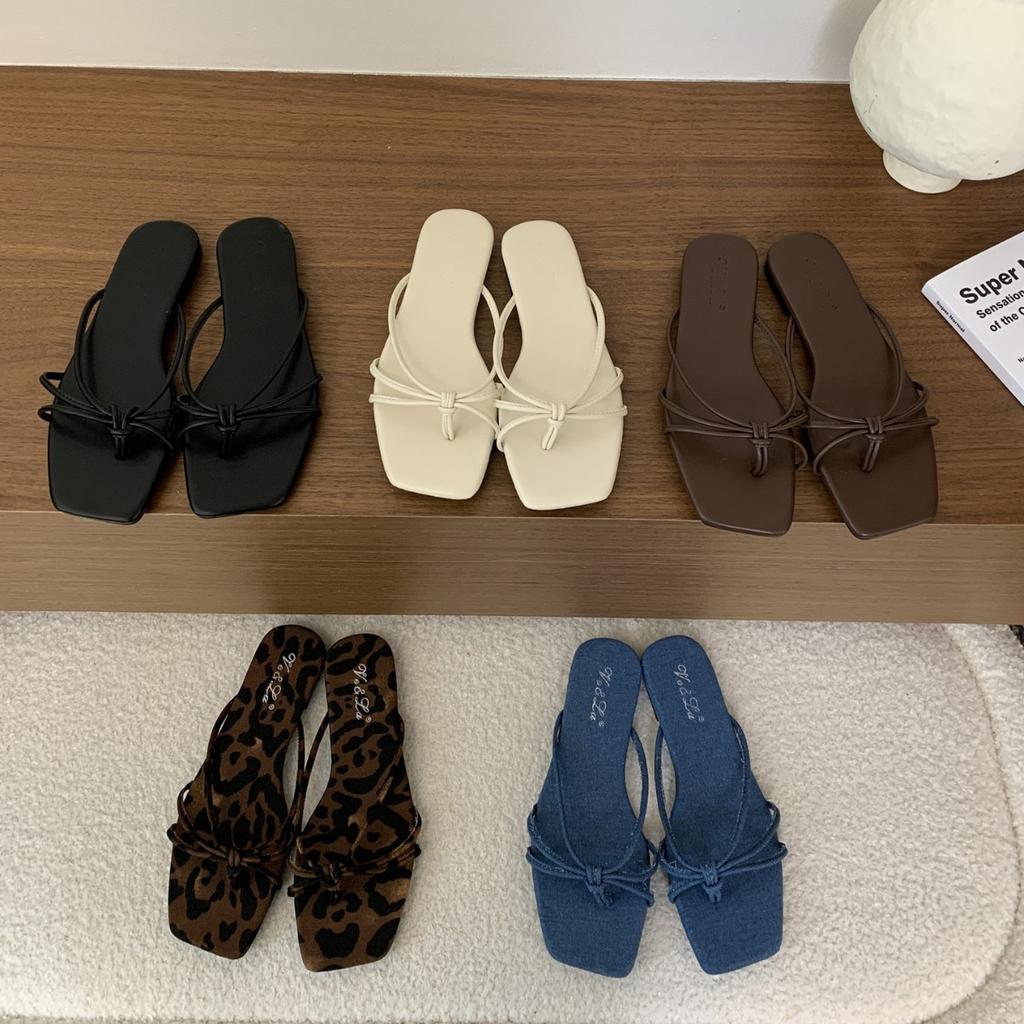 2025 Spring and Autumn New Fashion Versatile High-end Temperament Toe Cool Slippers Fairy Shoes Outside French Style