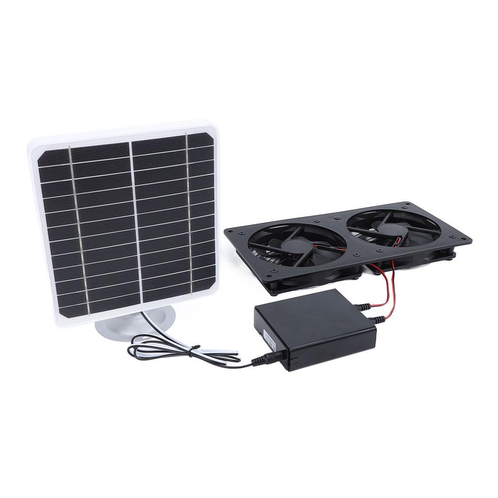 Solar Exhaust Fan IPX7 Waterproof Safe 20W Solar Panel Ventilation Fan with Energy Storage Box for Chicken Coop Pet