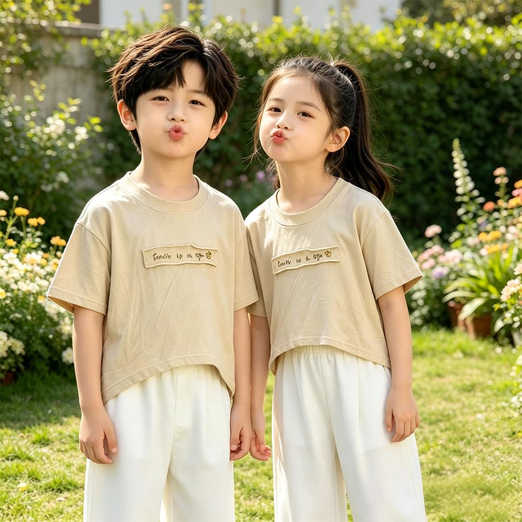 Children's Letter Design Cotton Short-Sleeved T-Shirt