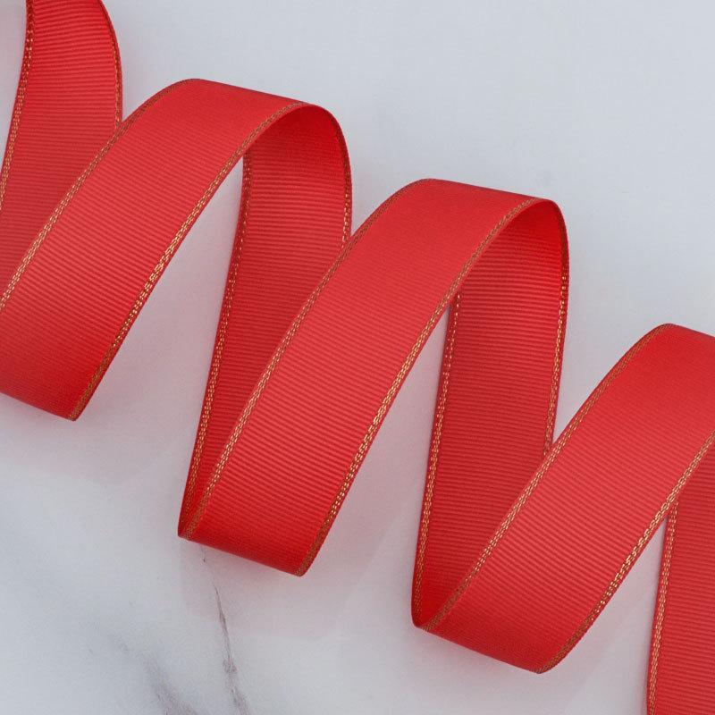 Романтичная и уютная однотонная золотая ребристая лента, зашифрованная полиэстеровая лента, двухсторонняя утолщенная прошитая лента, подарочная коробка, декоративная лента