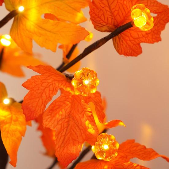 Осенняя лампа из кленового дерева, 24 светодиода с батарейным питанием, USB, регулируемая подсветка, свет из тыквы, кленового листа, урожай на День благодарения, Хэллоуин, Рождество, рабочий стол