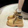 Женские ботинки Мартин из мягкой кожи на толстой подошве, осень 2024, новый британский стиль, ретро, рабочие ботинки цвета ревеня