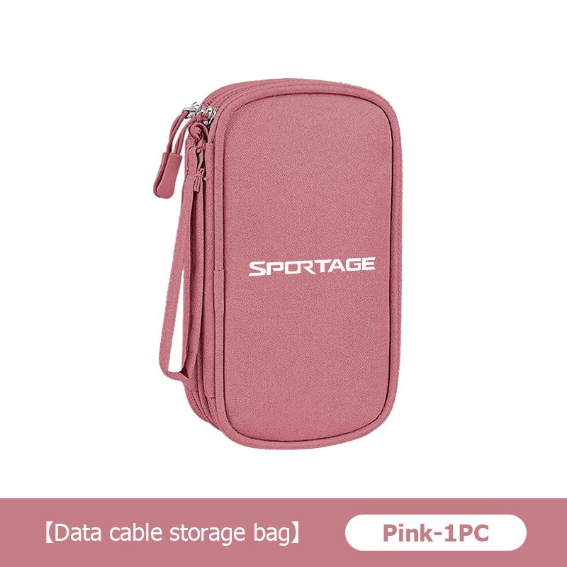Car Storage Bag Earphone USB Data Cable Travel Organizer For KIA Sportage 2016 2017 2018 Sephia Stonic Carens ED7