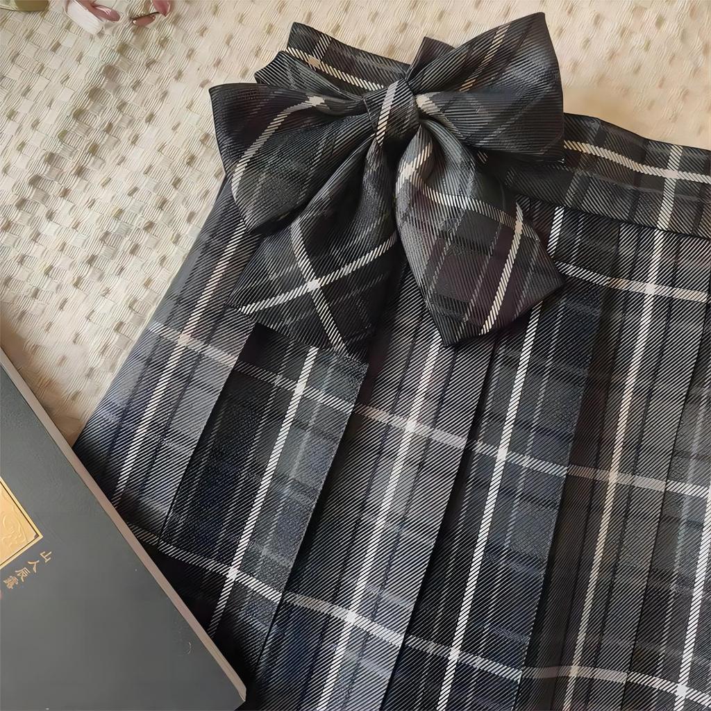 Юбка в форме юбки, плиссированная юбка, косплей, школьная форма для девочек старшей школы JK, комплект, клетчатая юбка, лента, шопинг, вечеринка, косплей, фотосессия, парк развлечений, культурный