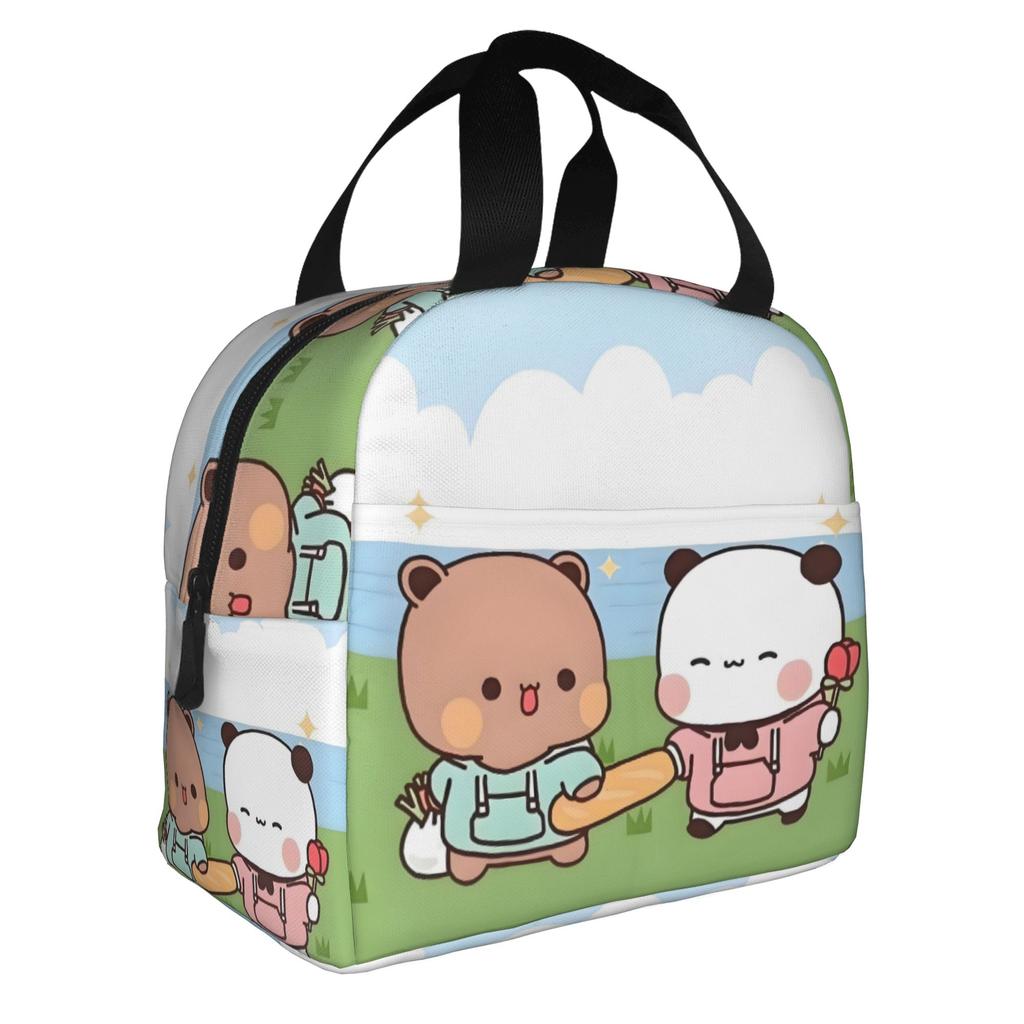 Милая термосумка для ланча Kawaii Dudu Bubu с персиком и Гомой для медвежонка Панды, многоразовая, для еды, ланч-бокс, для работы, школы