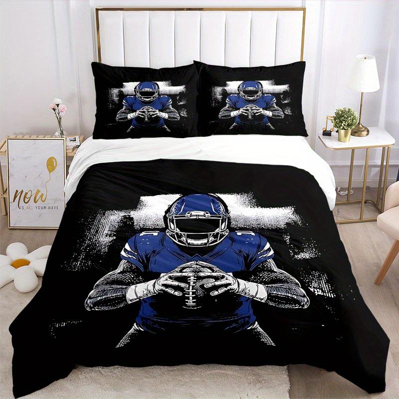 3pcs set Football Player 1 Quilt Cover + 2 Pillowcases, All Seasons Bedroom Setting, Perfect for Home and Dorm Decor a167