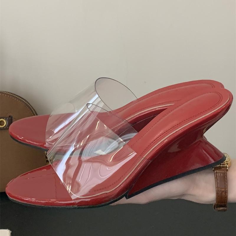 Fashion New PVC Transparent Wedge Slippers Women Sexy Open Toe Slide Sandals 2025 Summer Elegant Designer Shoes Sandalias De Mujer