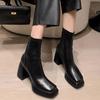 Ботильоны на высоком каблуке Ботильоны для зимы Ботильоны с квадратным носком Зимние ботинки челси Кожаные массивные дизайнерские туфли Трендовые готические женские туфли Zapatillas