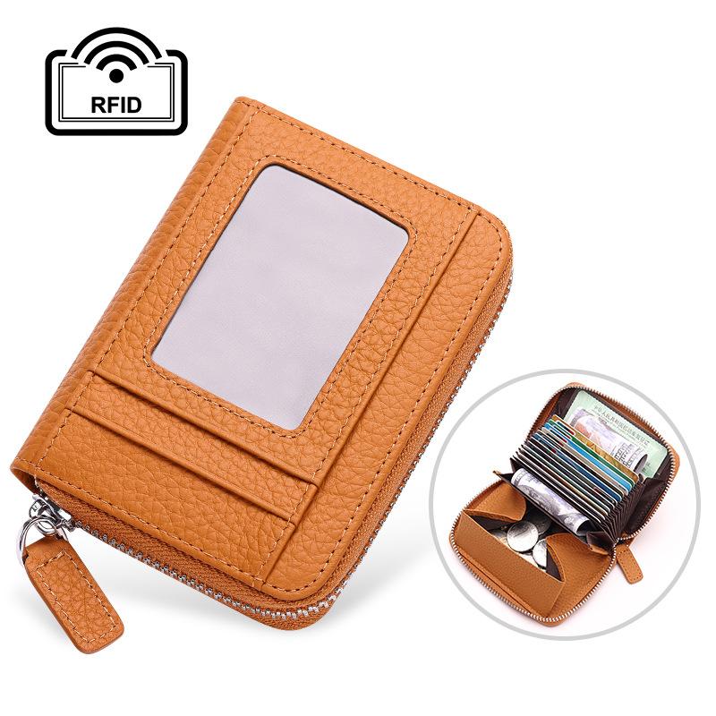 Rfid Card Holder 100% Genuine Leather Business Card Wallet Organ Card Bag Female Bag Japanese
