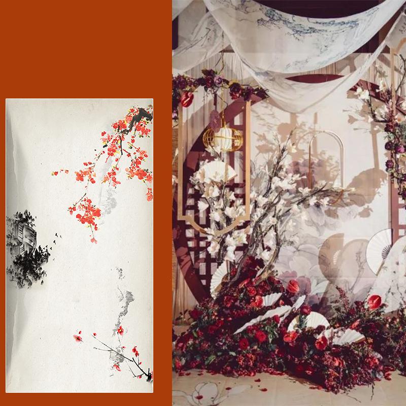 5M Chinese Style Ceiling Drapery Wedding Ceiling Drapery Curtain Panel Roof Canopy Draping Fabric Church Hotel Hall Decor