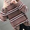 Woman Sweaters Autumn Winter Stripe Sweater Women's High Collar Loose Fashion Knitwear Women's Warm OuterWear