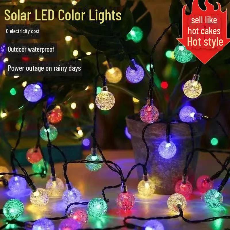 Уличные водонепроницаемые солнечные светодиодные гирлянды в виде шариков для сада, праздников и фестивалей