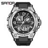 Sanda Men's Large Dial Multifunctional Waterproof Sports Watch with Alarm