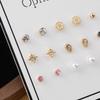 Wind Paper Card Stud Earrings Niche Diamond Earrings Versatile Combination Card Jewelry Set Female Pearl
