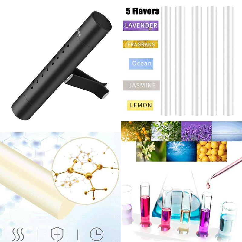 Car Perfume Air Vent Perfume Clip with 5 Flavors Solid Aromatherapy Stick Adjustable Freshener