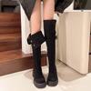Мода 2025 Осень Мода Замшевая обувь Толстый каблук Женские Сапоги до колена Ретро Противоскользящие Уличные Рыцарские Женские Сапоги