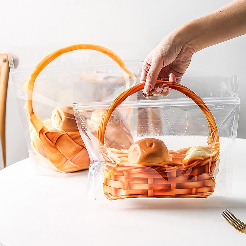 10 шт. прозрачных пакетов с застежкой-молнией, большой прозрачный пакет для тостов, держатель для хлеба, портативная самоклеящаяся упаковка для выпечки, подарок для выпечки