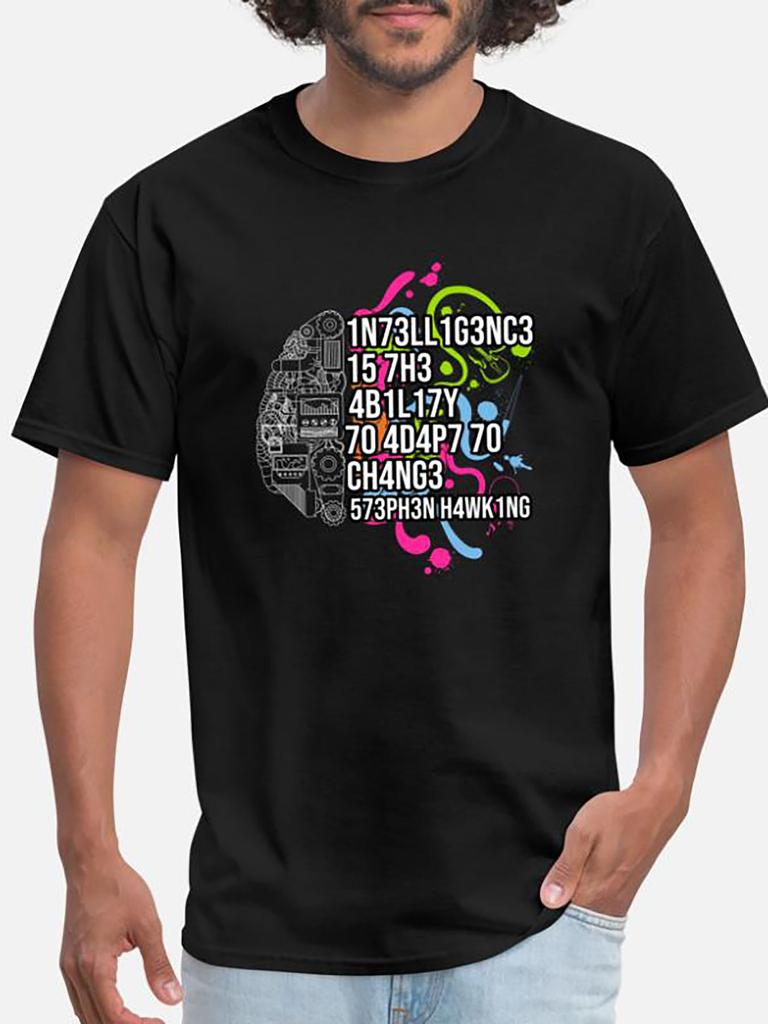 Smart is the ability to adapt to change Funny MenS Short Sleeve Graphic TShirt Cotton Comfortable Casual Breathable Crew Neck