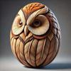 Yousheng Animal Easter Carving Craft Egg Wooden Owl Squirrel Monkey Animals Carved Eggs for Home Tiered Tray Table Decor