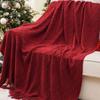 Red Wedding Sofa & Bed Blanket Cover, Bed Flag, Dowry Shawl, Knit Blanket Runner