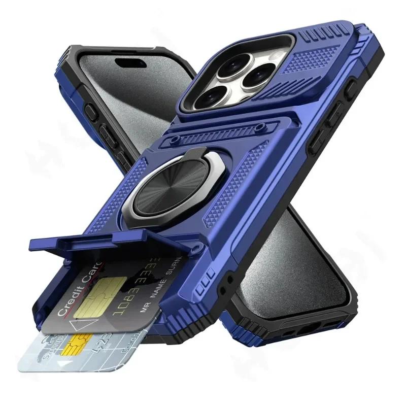 Чехол для 16 15 14 13 12 11 Pro Max XS XR 8 7 Plus Магнитное Вращающееся Кольцо Подставка Противоударный Кошелек
