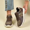 Autumn New Flat-bottomed Leopard Print Lace-up Casual Sports Shoes Women's Foreign Trade Large-size Four-season Single Shoes Running Shoes