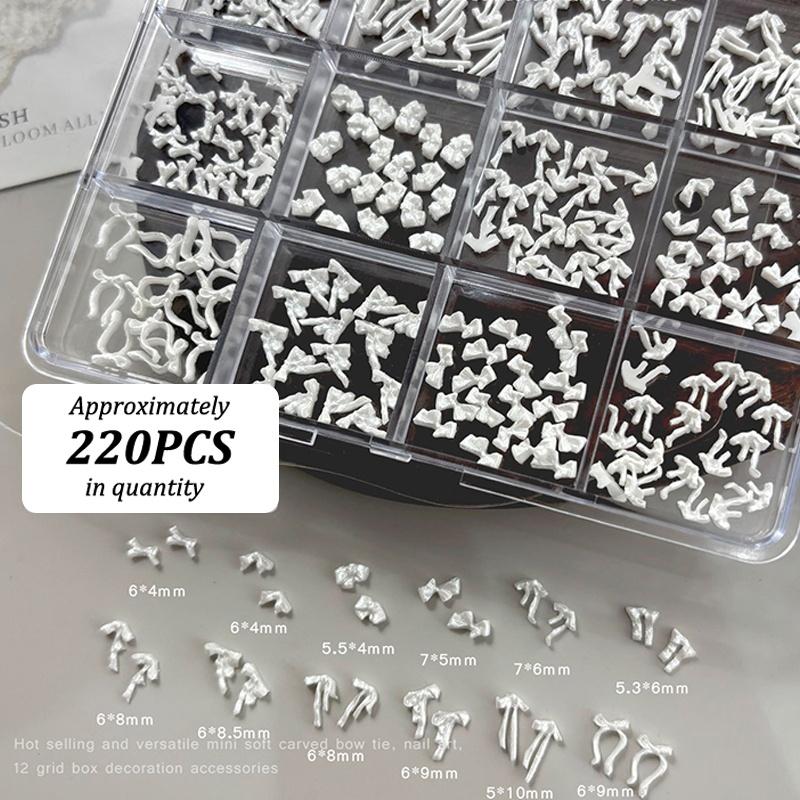 12 Grids Bow Mixed Mini Nail Art Rhinestone Decals Nails Art Design Decoration Charm Accessories