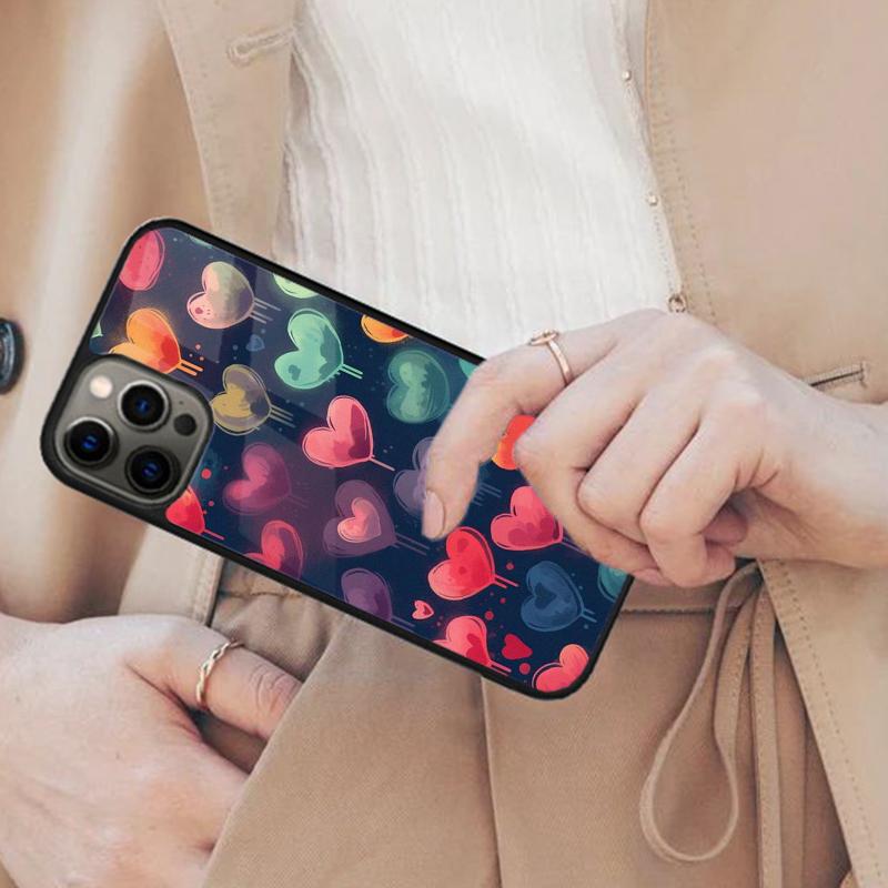 Магнитный чехол для телефона с узором 'Любовные Сердечки' Для APPLE iPhone 17 Air 16 14 13 12 Pro Max 15 Plus Беспроводная зарядка С чехлом MagSafe