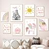 Princess Castle Unicorn Rainbow Sun Star Wall Art Canvas Painting Nordic Posters And Prints Wall Pictures Girl Kids Room Decor