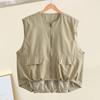 Женский летний жилет-карго в японском стиле на молнии Clsoure с круглым вырезом без рукавов однотонный свободный кардиган повседневный