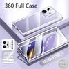 Полный чехол 360 для Oppo Reno 14F Reno14 FS 5G Двустороннее магнитное крепление Металлическая закаленная стеклянная крышка для телефона Бампер