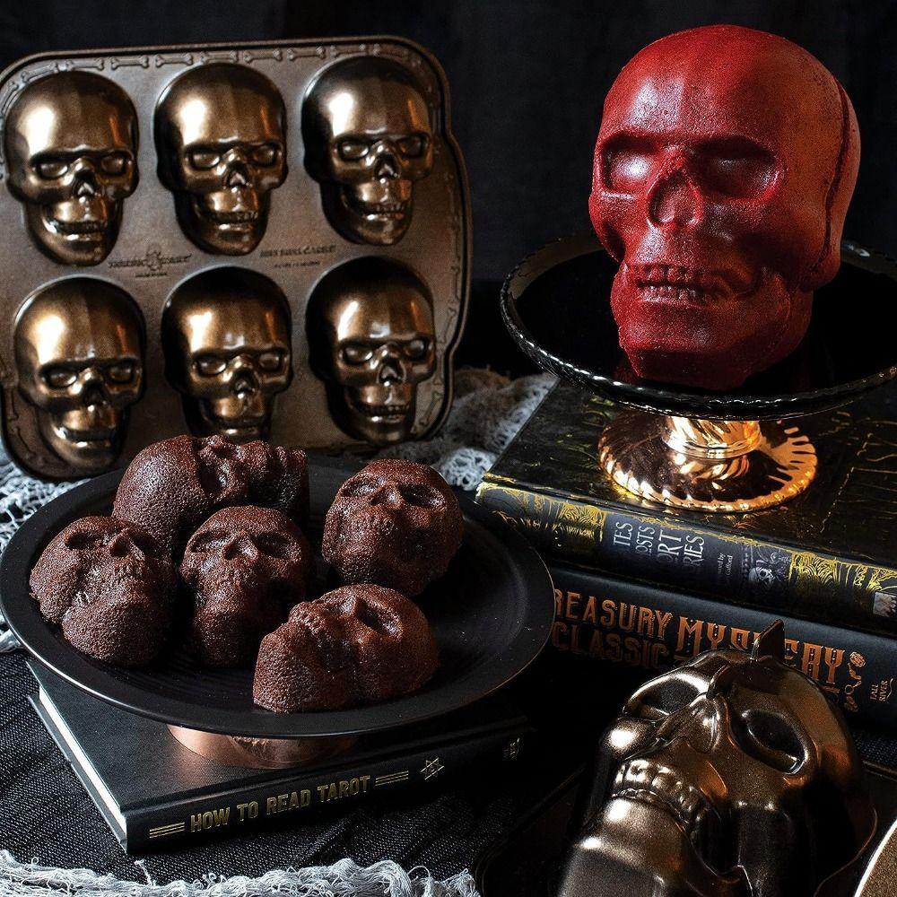 3D Skull Molds Halloween Skull Baking Mold Realistic Baking Tray DIY Skeleton Cake Mold