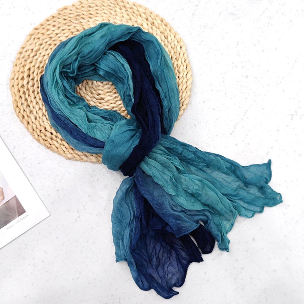 Pleated Long Scarf Soft Retro Cotton Hemp Scarf Fashionable Trend Baotou Hat Spring Summer