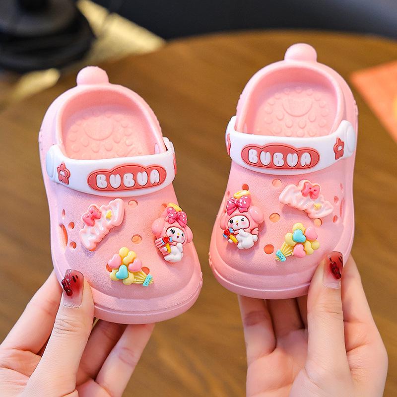 Детские кроксы своими руками с мультяшным дизайном для девочек, летние тапочки для малышей, мисок с защитой от столкновений, возраст 1-3 года