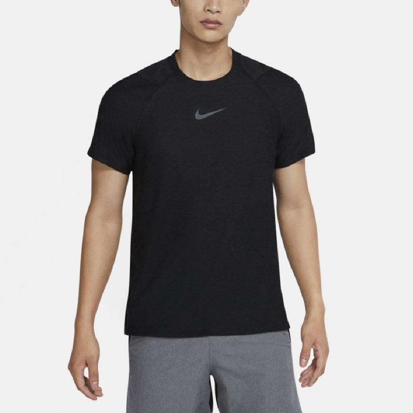 Nike Спортивная повседневная дышащая футболка с круглым вырезом и коротким рукавом, мужские топы, черные CU4990-010