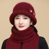 Autumn Winter Middle-aged Elderly Mothers' Woolen Hats Elderly Women's Warm Knitted Hats with Added Velvet Solid Color Rolled Edge Basin Hats In Stock