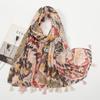 Spring and Summer New Beard Tassel Polyester Long Scarf Women's Popular Color Cashew Nut Printed Cotton and Linen Long Scarf