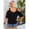 Плюс Размер Женский Летний V-образный вырез Рукав Пять Четвертей Сексуальный Топ С Открытыми Плечами Холтер