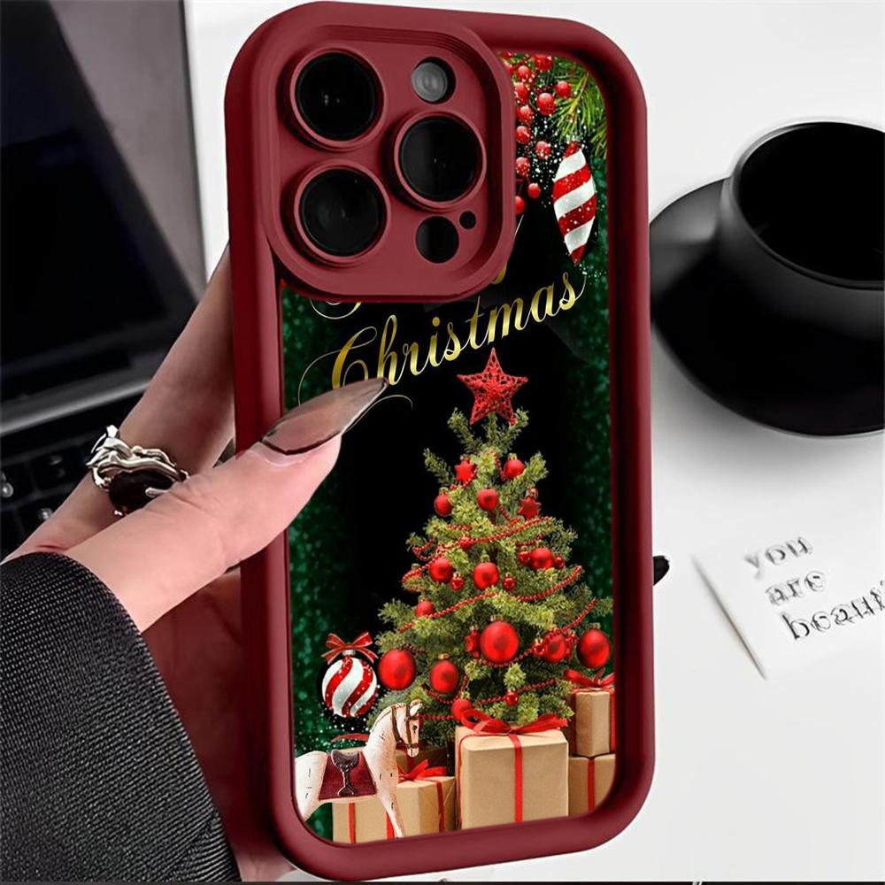 N112 Веселый рождественский дизайн Мягкие чехлы для телефонов Angel Eyes для Samsung S23 S24 Ultra S21 FE A54 A34 A13 A14 A06 A24 Realme 12 Vivo OPPO Противоударный чехол