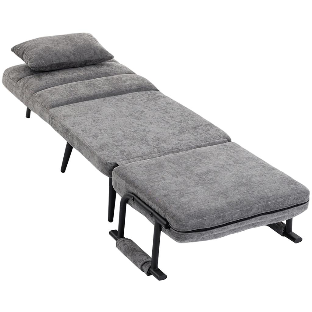 3 In 1 Folding Armchair With Sleeping Function 186 X 60 Cm Recliner With 5 Level Adjustable Backrest